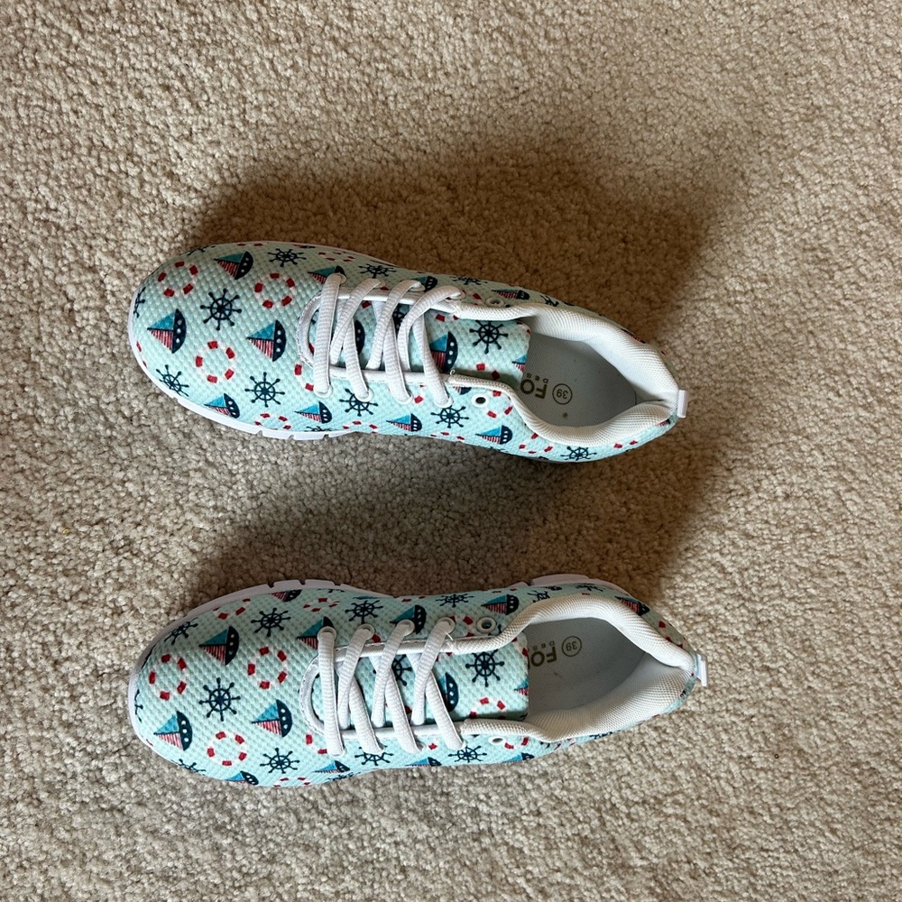 White Sneakers with Festive Print
